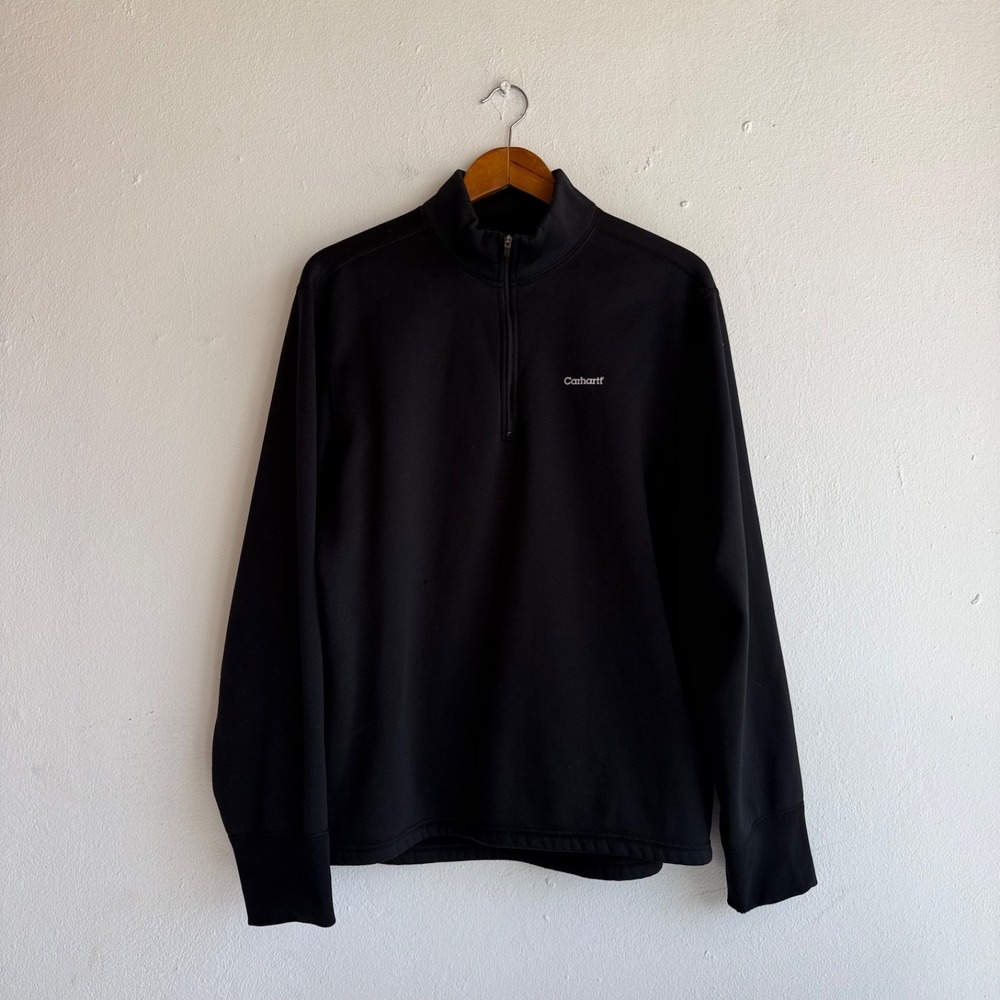 Carhartt K225 Mens Size L Black Quarter Zip Pullover Mock Neck